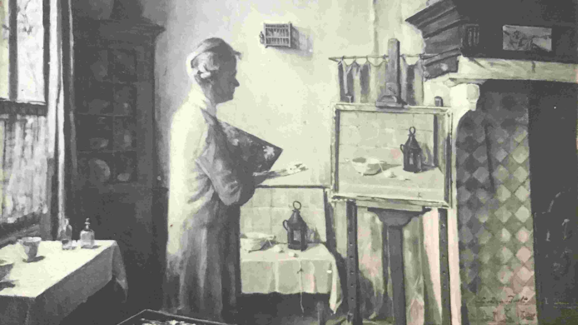 Zelfportret Lucie van Dam van Isselt, in haar atelier2